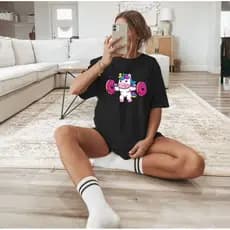 Camisetas Unicórnio Oversizid Manga Curta Algodão Academia Estampa Uni Gym Envio Imediato