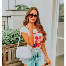 Bolsa Quadrada Feminina Branca Casual Transversal