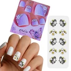 Kit 100 Adesivos de Unhas 3D Película + 2 Joias de Unha Qualidade Nail | Vários Modelos e Flores