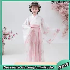 Angugugu Hanfu Para Meninas Fantasia Tang Estilo Chinês Crianças De Outono 2023 Nova Saia Princesa Vestido 2-13 Anos De