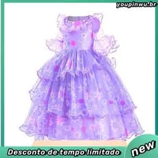 Nova Isabela Princesa Vestido Charmoso Festa De Aniversário De Carnaval De Menina Cosplay Encanto Fantasia SZJM