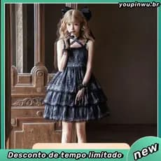 Bolha laranja Original Lolita deus da liberdade doce arco escuro jsk vestido mais magro olhar Pettiskirt