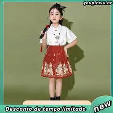 Temporada de formatura crianças Cheerleading desempenho meninos coro classe uniforme terno meninas Hanfu cavalo rosto sa