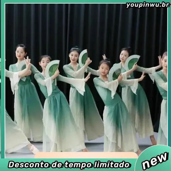 No traje de desempenho de dança de lótus das crianças bêbado claro Pollo saia gaze terno primavera linha gráfico clássic