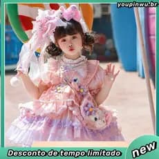 Lingna Belle Meninas Vestido Primavera Outono Lolita Vestido de Princesa Bebê Disney Pettiskirt Dia 1 Traje de Desempenh