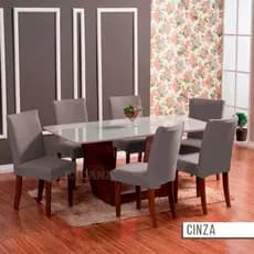 Kit Para Capa De Cadeira Lindas 6 Lugares Cinza Lavável Proteção Envio Imediato