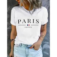 Blusa Camiseta T-shirt Feminina Paris France Estampada100% Algodão