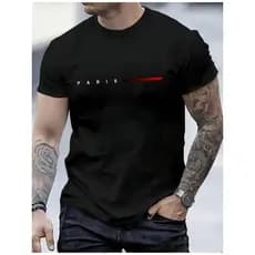 CAMISETA Masculina listra Paris Manga Curta Estampada Malha premium Algodão