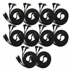 Kit 10 Cabos Rca Som 1 Metro Preto Flexível Atacado kx3 ponta curvada
