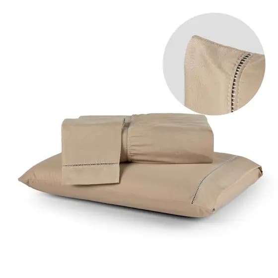 Kit Jogo Lençol Cama Box 400 fios Micropercal Ponto Palito
