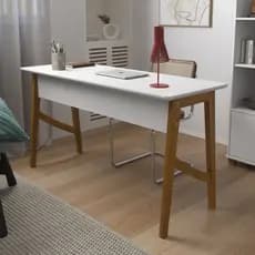 Escrivaninha Taurus Office C/ Pés Em Madeira Maciça 1 Gaveta Patrimar Móveis
