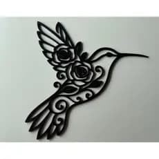 Beija-flor Floral Vazado em Preto Velvet — Arte de Parede Impactante para Transformar Seu Ambiente