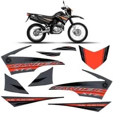 Kit Adesivos Faixas De Carenagem Moto Xtz 250 Lander Preta 2014
