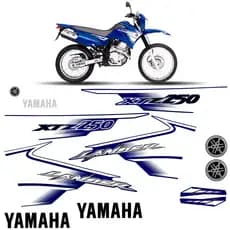 Kit Adesivos Faixas De Carenagem Moto Xtz Lander 250 Azul 2007