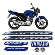 Kit Adesivos Faixas De Carenagem Moto Ybr Factor 125 Azul 2009