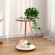 Mesinha Canto Lateral Decorativa Redonda Sofia Pés Ferro