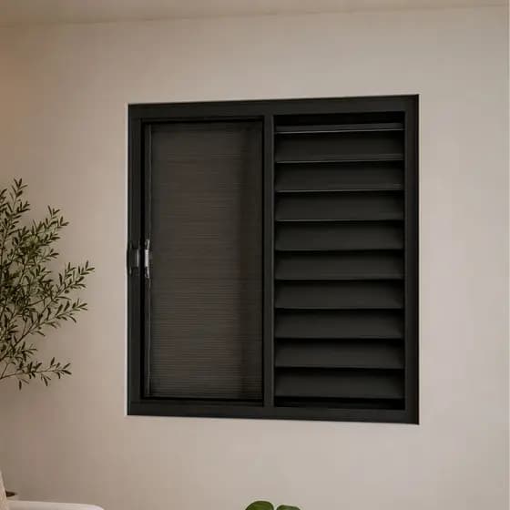 Veneziana Janela 3 Folhas Aluminio e Policarbonato Branco e Preto
