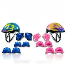 Kit Infantil de Proteção Rosa e Azul–Capacete, Joelheiras e Luvas para Patins e Bicicleta