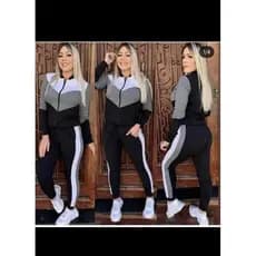 Conjunto de malha crepe con ziper moda elegante manga longa m g gg  G1 G2 g3 plus zise