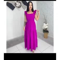 Longo vestido femenino tres Marias com alça e babado  vestido duna