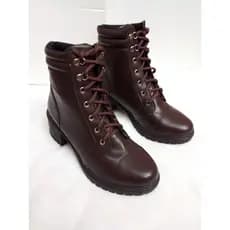 Bota Coturno Feminina Cano Médio Amarração Salto Grosso Baixo Moda Confortável