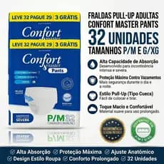 Fralda Calça Geriátrica Confort Master Pants 32 Unidades - Incontinência Severa/Intensa