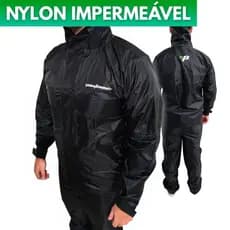 Capa Chuva Nylon Econômico Pantaneiro Preto com Gola