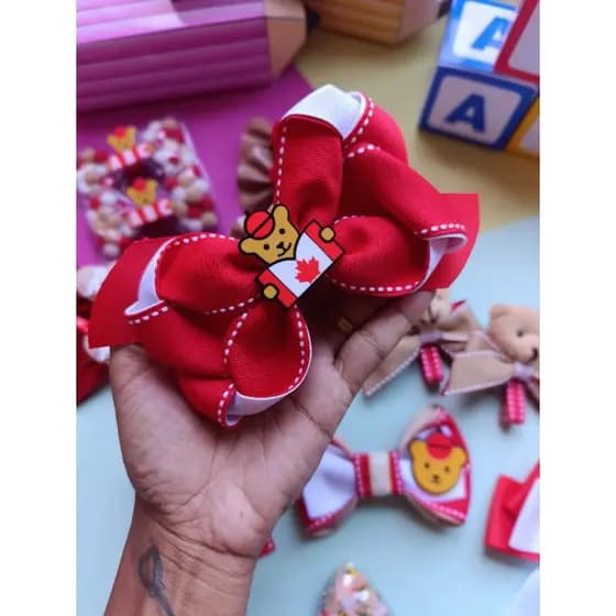 kit de laços Maple Bear/laços escolares Maple/volta as aulas Maple Bear/tiara dinfantil Maple Bear laço escolar vermelho