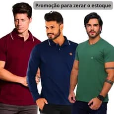 Camiseta Gola Polo / Manga Longa / Gola Redonda Masculina 100% Algodão Premium PROMOCIONAL NÃO ESCOLHE COR
