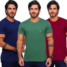 Camiseta Masculina Básica Camiseta de Algodão Top Malha Tamanho Plus Size Gola Redonda