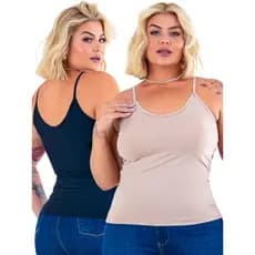 Regata Feminina Plus Size Blusa Alça Fina Com BOJO Tecido Suplex Poliamida