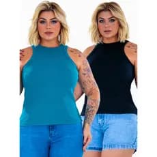 Blusa CANELADA Regata Feminina KIT 2 BLUSAS Ribana Blusinha Básica