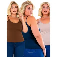Kit 3 Regatas Blusa De Alcinha Feminina Com BOJO Suplex Poliamida