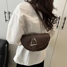 Bolsa feminina pequena luxo meia lua alça de ombro e alça transversal removivel baguete