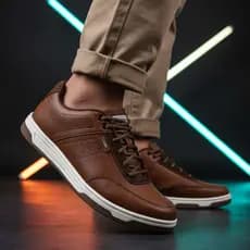 Sapatenis Casual Masculino Confortável Estilo Esportivo em Couro Sintético com Solado Antiderrapante
