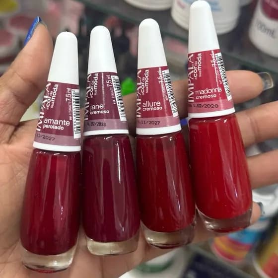 Kit 4 Esmalte Impala Tons de Vermelho Amante , Jane , Allure e Madonna