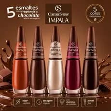 Kit 5 Esmalte Impala Coleção Cacau Show 5 cores - Lançamento