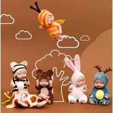 mini boneca reborn com roupinha de animal crianças