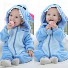 macacão pijama peluciado  bebê infantil inverno Lilo stitch  com capuz unissex pelúcia quentinho confortável