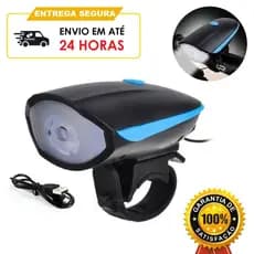 Lanterna Farol Led Bike C/ Buzina Bicicleta Recarregável Usb!
