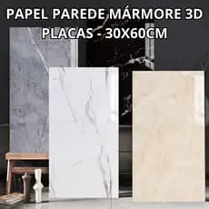 Kit 10/20/30 Placas Mármore Vinílico Adesivo 60x30 Parede Decoração Lavável