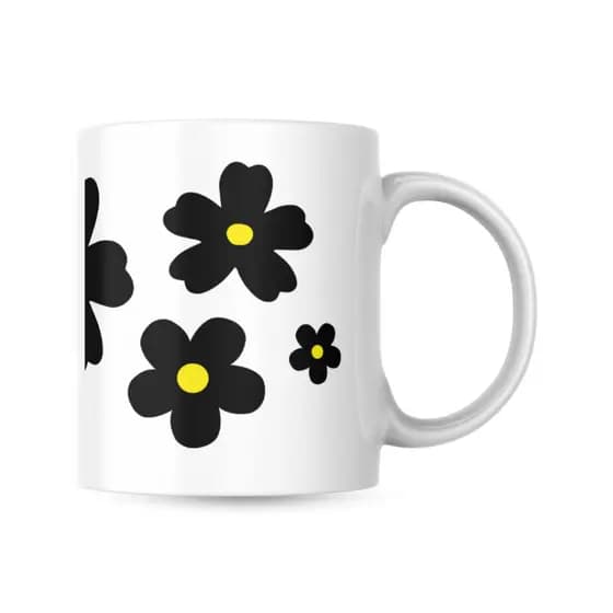 Caneca Xicara de Porcelana 325ml Flores Personalizada Casa Decoração Presente