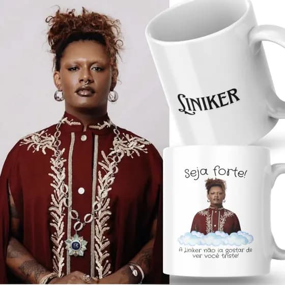 Caneca Xicara Porcelana 325ml Seja Forte Liniker Personalizada Presente Decoração Casa