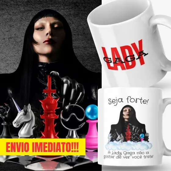 Caneca Xicara Porcelana 325ml Seja Forte Lady Gaga Fã Personalizada Presente Decoração Casa