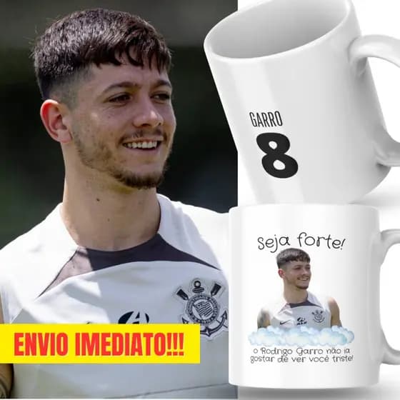 Caneca Xicara Porcelana 325ml Seja Forte Rodrigo Garro Time Personalizada Presente Decoração Casa