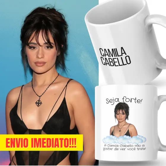 Caneca Xicara Porcelana 325ml Seja Forte Camila Cabello Personalizada Presente Decoração Casa