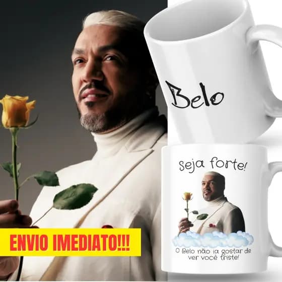 Caneca Xicara Porcelana 325ml Seja Forte Belo Pagode Fã Personalizada Presente Decoração Casa