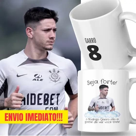 Caneca Xicara Porcelana 325ml Seja Forte Rodrigo Garro Time Personalizada Presente Decoração Casa