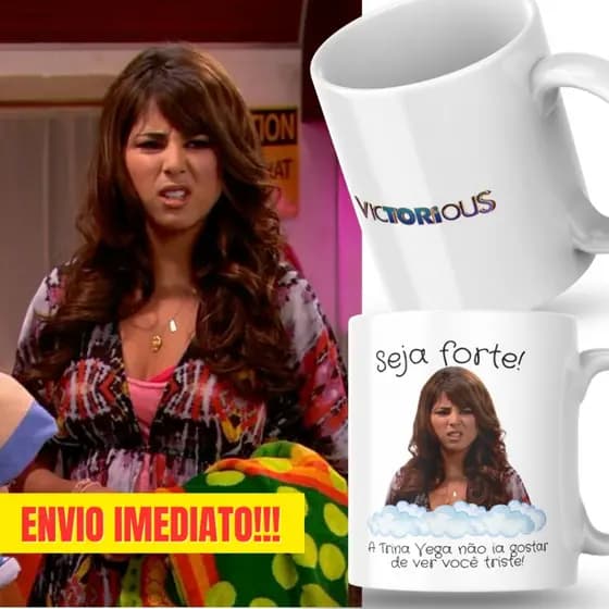 Caneca Xicara Porcelana 325ml Seja Forte Trina Vega Victorious Personalizada Presente Decoração Casa
