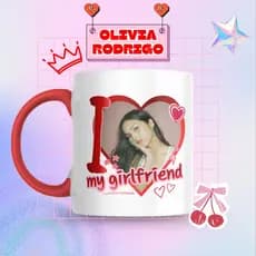 Caneca Xicara Porcelana 325ml Olivia Rodrigo Namorada Fã Personalizada Presente Decoração Casa